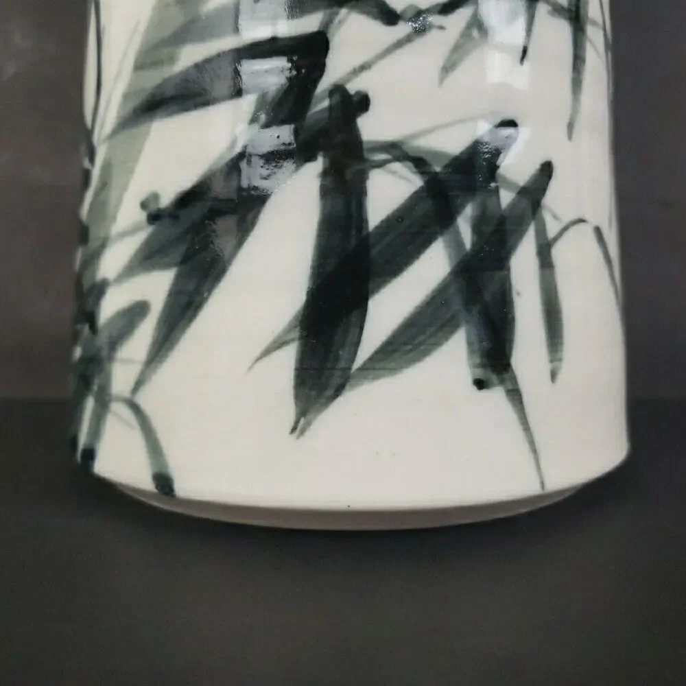 Studio Art Pottery Vase Bamboo Motif 9